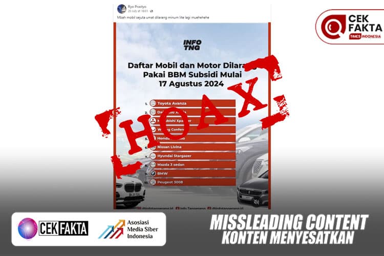 Cek Fakta: Daftar 10 Merek Mobil yang Dilarang Pakai BBM Subsidi Mulai 17 Agustus 2024